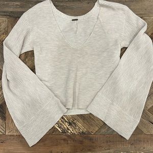 Free People Crop Sweater w/ Bell Sleeve